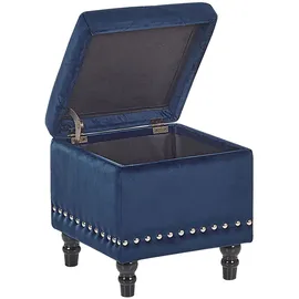 Beliani Pouf mit Stauraum Loretto Samtstoff Dunkelblau