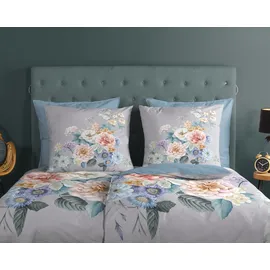Muller Textil Ulm Blumen Blau/Grau 155 x 220 cm + 2 x 80 x 80 cm