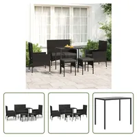 The Living Store 6-tlg. Garten-Lounge-Set mit Kissen Schwarz Poly Rattan - Schwarz
