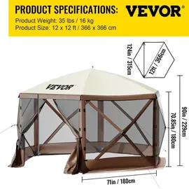 Vevor Pavillon-Zelt 3,6x3,6m Grau
