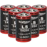 XCell 6x Kraftmax Lithium 3,6V Batterie LS14250 1/2 AA - Zelle ER14250 Li-SOCl2