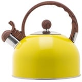 Wasserkessel Induktion Edelstahl Pfeifkessel 2.5L Tea Kettle mit Griff, Moderne Induction Kettle für Alle Herdarten für GlasKeramikherd Gas Elektroherd für Tea & Kaffee, 2.5L Gelb