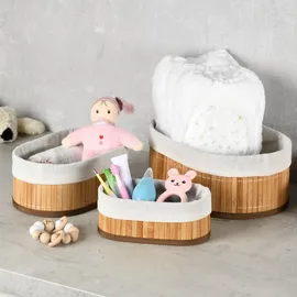 KESPER Bambus Körbchen 3er Set Abmessungen 12 x 20 x 30 cm braun