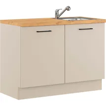 Impuls Küchen Mehrzweckschrank-Set IMPULS KÜCHEN "Warschau", grau (kieselgrau mit vintage eiche, nachbildung), B:120cm H:91,8cm T:60cm, Dekorfolie, Holzwerkstoff, Kastenmöbel-Sets, Vielfältige Varianten verfügbar; kombinierbar mit anderen Artikeln