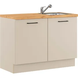Impuls Küchen Mehrzweckschrank-Set IMPULS KÜCHEN "Warschau", grau (kieselgrau mit vintage eiche, nachbildung), B:120cm H:91,8cm T:60cm, Dekorfolie, Holzwerkstoff, Kastenmöbel-Sets, Vielfältige Varianten verfügbar; kombinierbar mit anderen Artikeln