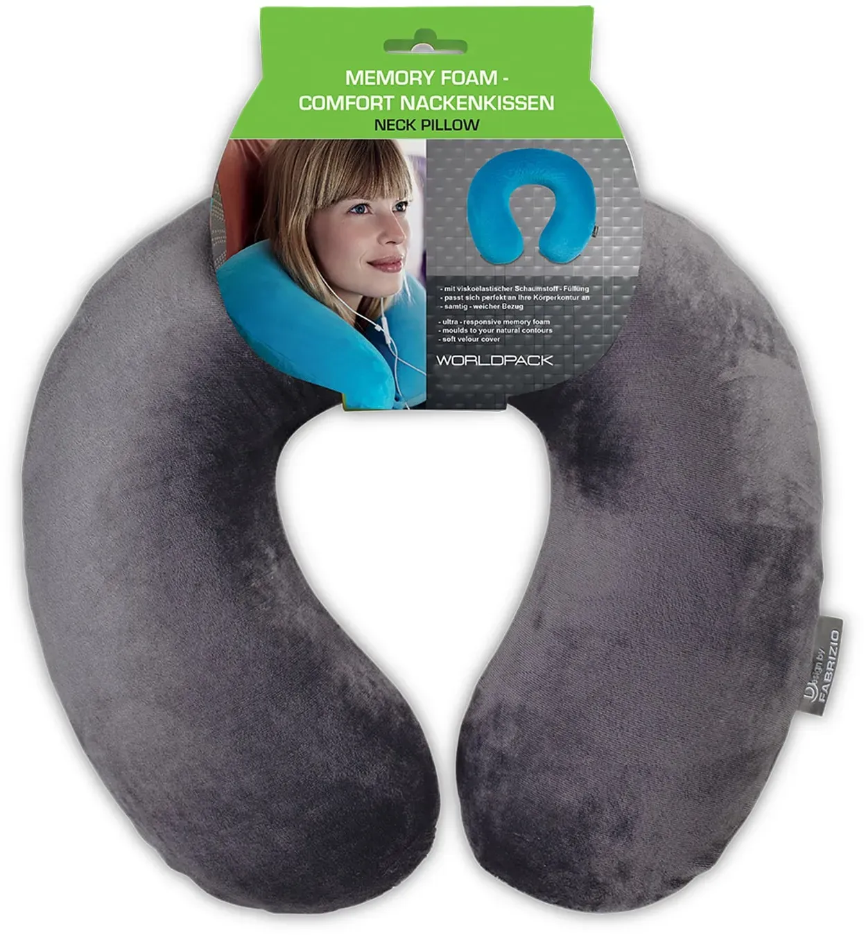 Worldpack Nackenkissen Memory Foam grau