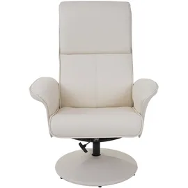 Mendler Relaxsessel Helsinki, Fernsehsessel Relaxliege TV-Sessel mit Hocker ~ Kunstleder, creme