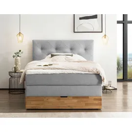 Belanoti MARBO Boxspringbett 140x200 mit Bettkasten 7-Zonen Taschenfederkern Matratze Topper Bett 140x200 Eiche Farbe Hellgrau H2/H3 Pol... - Hellgrau