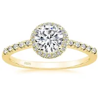 ROUGEMONT Verlobungsring Funkelnder Damen Ring 925 Sterling Silber Moissanit Verlobung Gold, Echtschmuck goldfarben