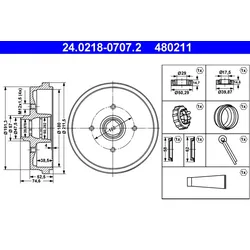 ATE 24.0218-0707.2 Bremstrommel