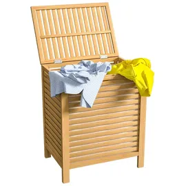 CASARIA Wäschekorb Bambus 2er-Set 62L Wäschesack herausnehmbar