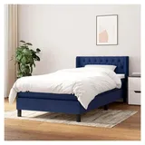 Lattenrost mit Matratze, blau, 90 x 190 cm, Stoff, Plattformbett, mit Lattenhalter, einfache Montage, für Schlafzimmer, Erwachsene