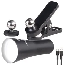 Lunartec 3in1-Akku-Wand-, Klemm- und Taschenlampe, schwarz