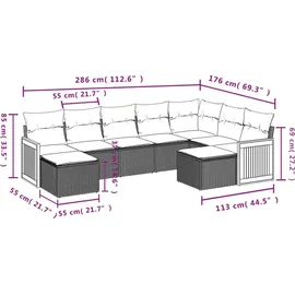 vidaXL Gartensofa-Set 9-tlg. grau