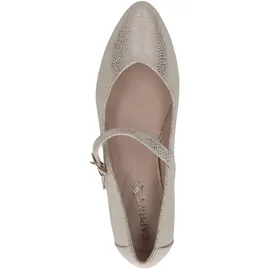 CAPRICE Damen Ballerinas Leder mit Klettverschluss, Gold (Offwh/Lt Gold), 36 EU