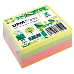 UPM Notes Brilliantmix Haftnotizen doppelte Haftung farbsortiert, 1 Würfel