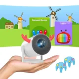 Mini Beamer 4K 1080P Unterstützt,Android OS 11 mit Kinder APP Eingebaut WiFi Bluetooth,DANCIEYA Smart Tragbarer Projektor Automatische Trapezkorrektur Retro-Gamecontroller für Kinderzimmer (300Pro)