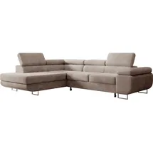 Selsey Ecksofa Stevil - L-Sofa mit Schlaffunktion, Bettkasten, Ottomane links, Cordbezug Dunkelbeige - Beige