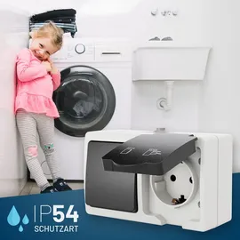 greate Schuko-Steckdose Aufputz Grau