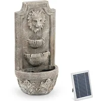 Hillvert Solar Gartenbrunnen Solarbrunnen Zierbrunnen Löwenkopf Kaskade 3 Ebenen - LED-Beleuchtung