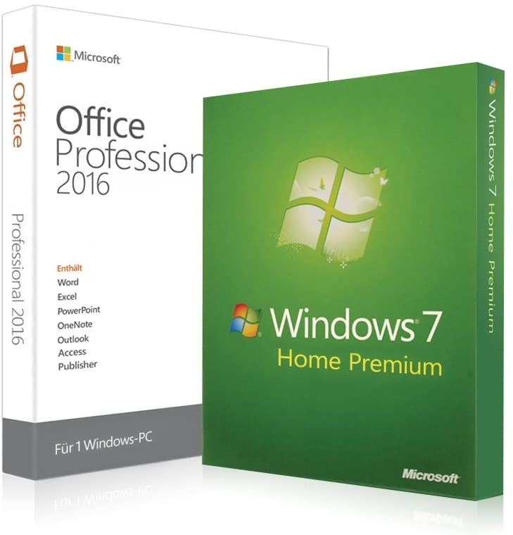Windows 7 Home Premium + Office 2016 Professional + Lizenzschlüssel