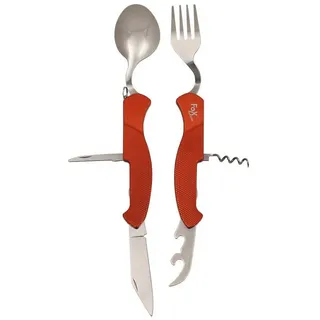 Fox Outdoor Taschenmesserbesteck, 6 in 1, Rot, teilbar