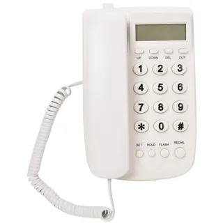Bewinner Schnurgebundenes Telefon mit Anrufbeantworter für Zuhause Büro und Hotel – Kompatibel mit FSK/DTMF Dualsystem – Weiß