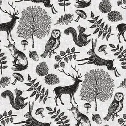 Mank Serviette Airlaid Forest in Grau-Schwarz, 40 x 40 cm, 50 Stück - Herbst Waldtiere Wald
