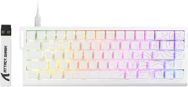 ATTACK SHARK X68 HE Tastatur mit Schnellzugriff, magnetische Schalter, weiße Konturen (Keycaps mit durchscheinendem Muster)