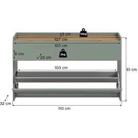 Möbel Boss Drive 110 x 61 x 32 cm salbeigrün / grün