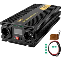 Vevor 230V Spannungswandler Wechselrichter, 2500W Reiner Sinuswellen Wechselrichter, GYS-2500W 12V DC Pure Sine Wave Power, Reiner Sinus-Wechselrichter Fernbedienung mit Kabel LCD Bildschirm