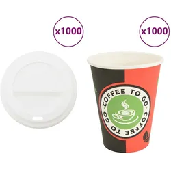 DELUKE® Coffee To Go Pappbecher 1000 Stück Mit Deckel - 300ml Einwegbecher Kaffeebecher To Go Getränkebecher Pappe Becher Einweg Teebecher