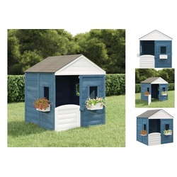 vidaXL Spielhaus Spielhaus mit verschließbarer Tür und Blumentöpfen Tannenholz Kinder G blau