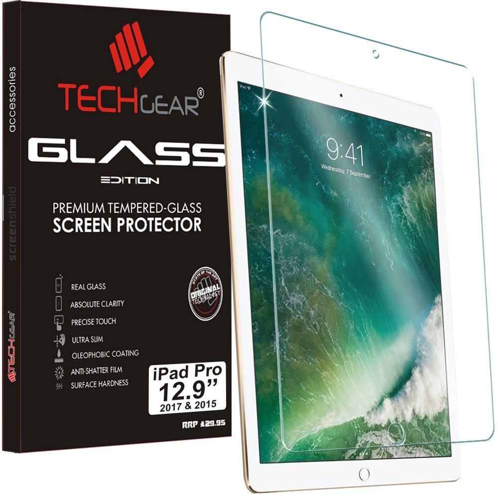 TECHGEAR Schutzfolie kompatibel mit iPad Pro 12.9 Zoll 2017/2015 - Schutzfolie Glas Anti-Kratzer Schutzabdeckung kompatibel mit iPad Pro 12,9 Zoll 2. Generation 2017, 1. Generation 2015