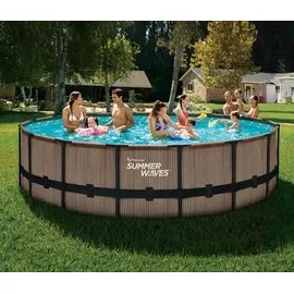 Summer Waves Elite Frame Pool 488 x 122 cm Teak-Optik braun