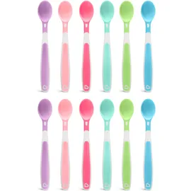 Munchkin Soft Tip Toddler & Baby Spoons| Baby Weaning Spoons Set with Ergonomic Handles| Dishwasher Safe Plastic Cutlery| BPA Free Baby Feeding Spoons & Dessert Spoons for Babies| 12 Pack