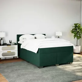 vidaXL Boxspringbett 140 x 200 cm Dunkelgrün