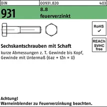 Sechskantschraube DIN 931 M27 x 120 8,8 feuerverzinkt 1 Stück
