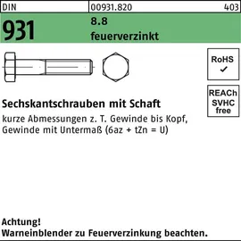 Sechskantschraube DIN 931 M27 x 120 8,8 feuerverzinkt 1 Stück