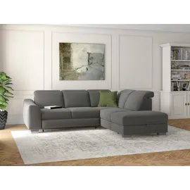 sit&more Ecksofa SIT & MORE "Dundee L-Form", grau, B:263cm H:86cm T:219cm, Sofas, Ecksofa, mit Federkern und Edelstahlfüßen, wahlweise mit Kopfteilverstellung