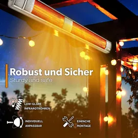 TRESKO Heizstrahler 3000W Silber mit Fernbedienung 3000 Watt