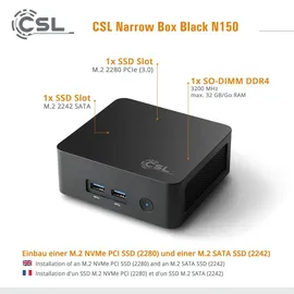 CSL Narrow Box Black N100 Mini-PC 16 GB RAM 4000 GB SSD Intel UHD Graphics Win 11 Home