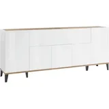 INOSIGN Sideboard »Sunrise«, Kommode mit 5 Türen und 1 Klapptür, Breite 200 cm weiß