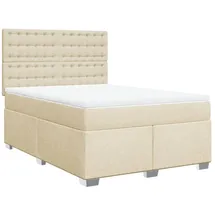 vidaXL Boxspringbett mit Matratze Creme 160x200 cm Stoff - Creme