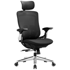 Songmics Bürostuhl, OBN068B01 Stoff schwarz, Gestell alu