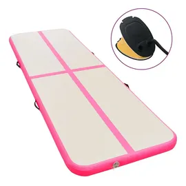 vidaXL Aufblasbare Gymnastikmatte mit Pumpe 600x100x10 cm PVC Rosa