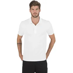 Poloshirt TRIGEMA "TRIGEMA Klassisches Poloshirt COOLMAX", Herren, Gr. L, weiß, 100% Polyester (recycelt), sportlich, Kurzarm, Shirts