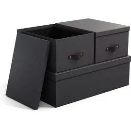 Bigso Box of Sweden Aufbewahrungsbox Inge 3er Set 1-tlg. schwarz