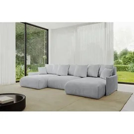altdecor Ecksofa Cord 6-Sitzer Grau