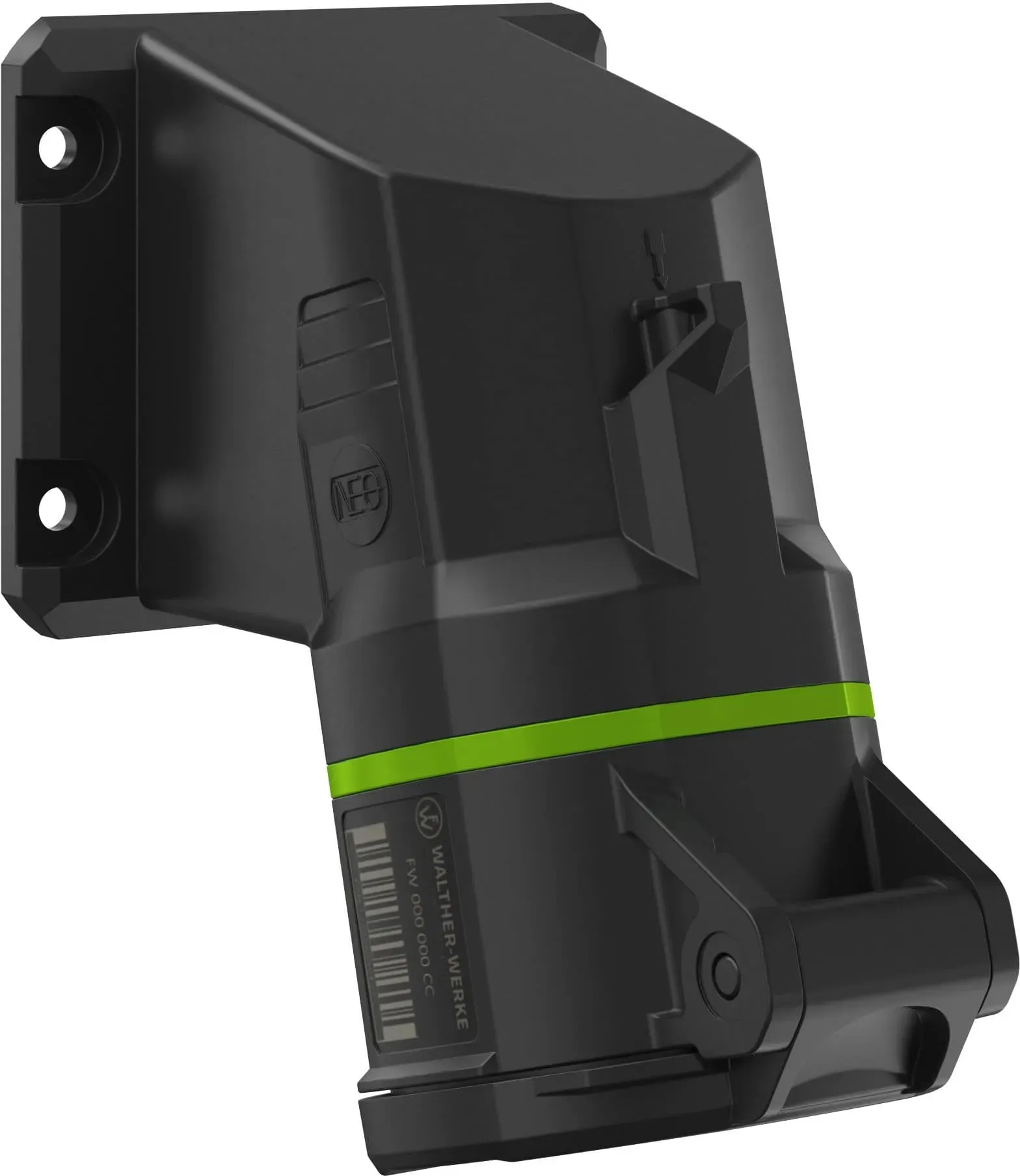 Walther Electric FW513502SK CEE NEO Anbaudose schräg, 16A, 5P, 2h, IP54 mit Schraubtechnik und 77,5x90mm Flansch
